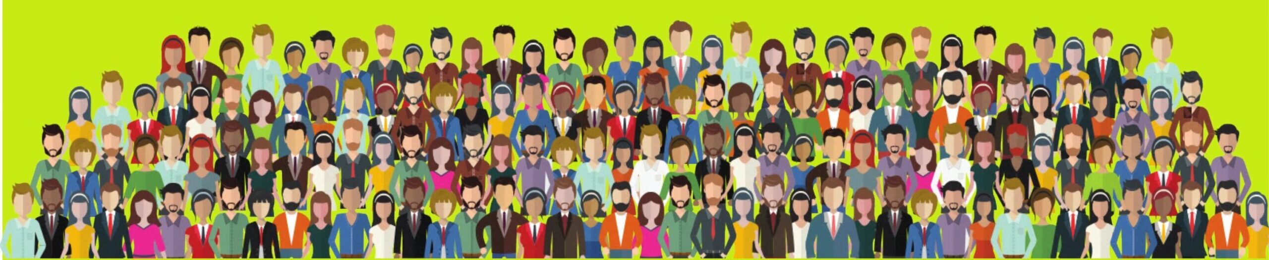 illustrazione gruppo di cittadini in file