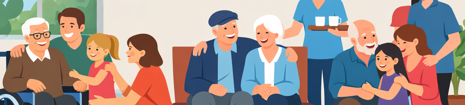 illustrazione di familiari in visita alla casa di riposo