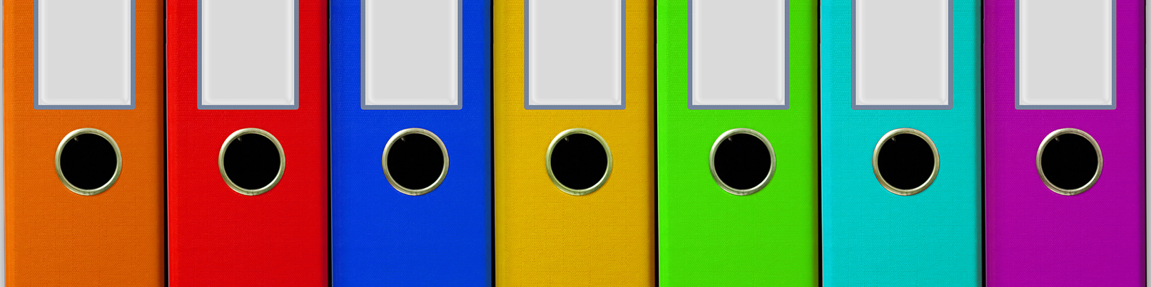 porta documenti colorati in fila